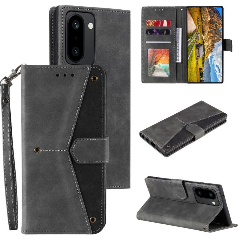 Flip Case Leren Oneplus 15r Portemonnee Met Retro Bandje