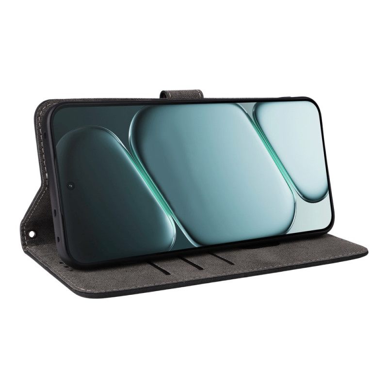 Leren Hoesje Oneplus 15r Rfid-blokkerend Suède-effect Bescherming Hoesje