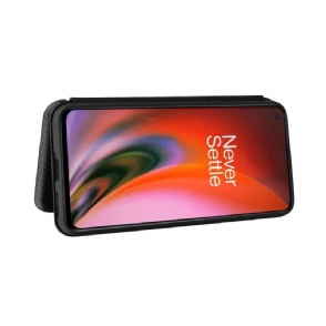 Flip Case voor OnePlus Nord 2 5G Kunstleer In Koolstofvezelstijl