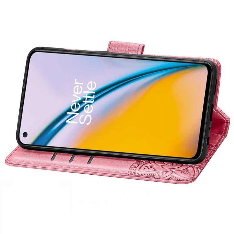 Flip Case voor OnePlus Nord 2 5G Vlinder Met Reliëf