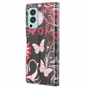 Folio-hoesje voor OnePlus Nord 2 5G Anti-fall Vlinders En Bloemen