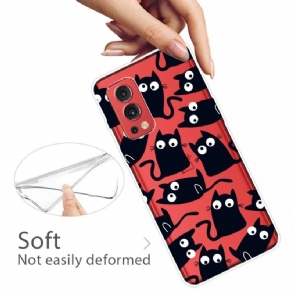 Hoesje voor OnePlus Nord 2 5G Zwarte Katten Illustratie