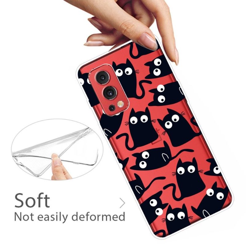 Hoesje voor OnePlus Nord 2 5G Zwarte Katten Illustratie