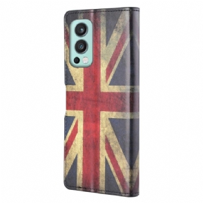 Leren Hoesje voor OnePlus Nord 2 5G Vintage Engelse Vlag