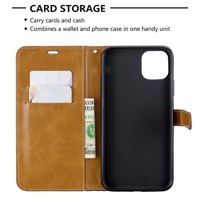 Folio-hoesje voor iPhone 11 Pro Stoffen Bekleding Met Riem