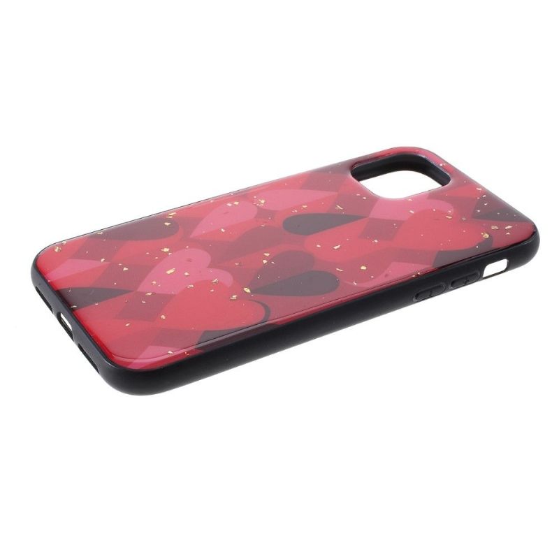 Hoesje voor iPhone 11 Pro Anti-fall Harten Met Gouden Bladeren