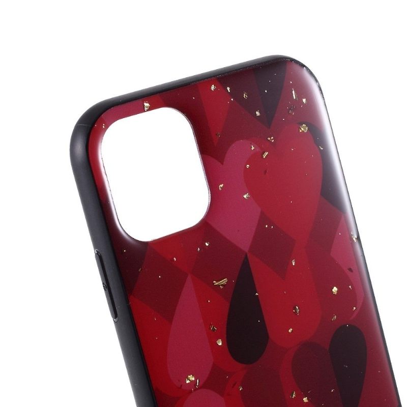 Hoesje voor iPhone 11 Pro Anti-fall Harten Met Gouden Bladeren