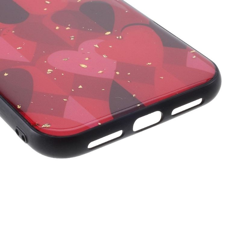 Hoesje voor iPhone 11 Pro Anti-fall Harten Met Gouden Bladeren