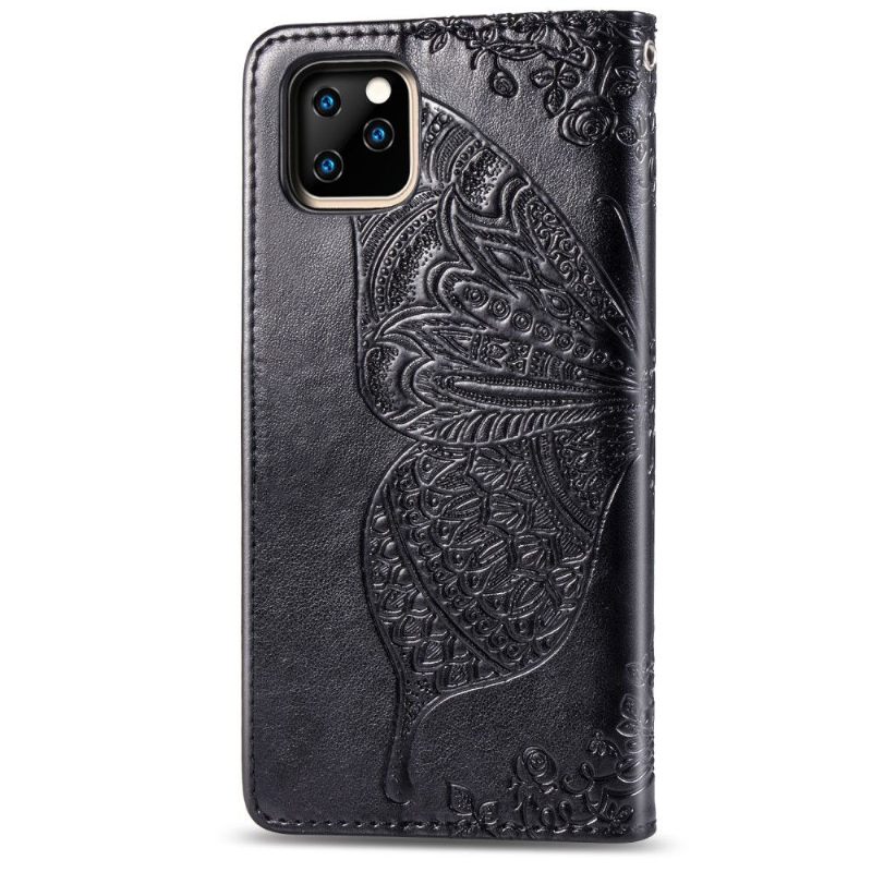 Leren Hoesje voor iPhone 11 Pro Bescherming Vlinder Met Reliëf