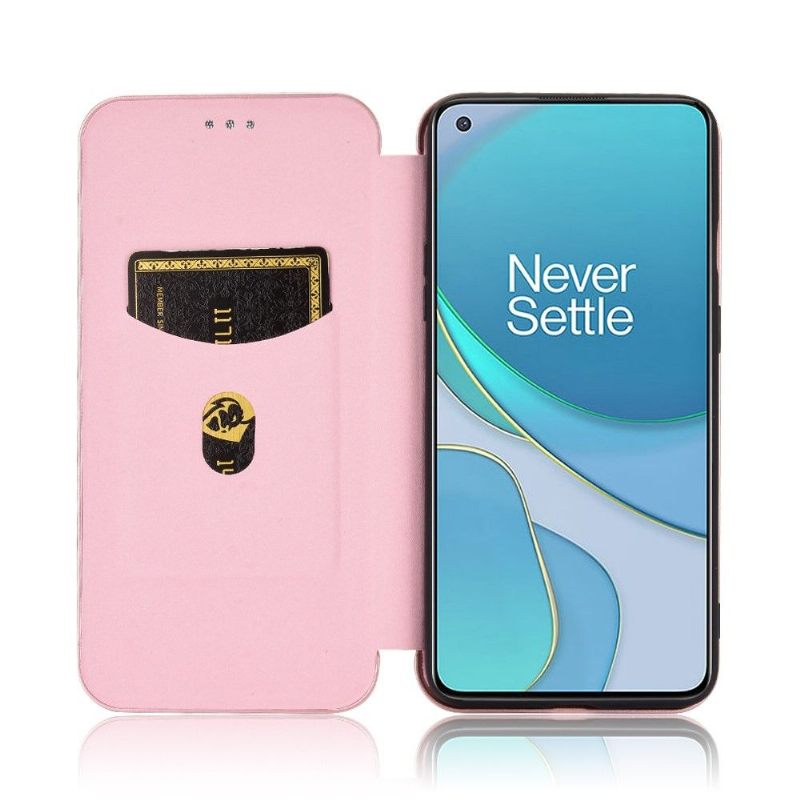 Folio-hoesje voor OnePlus 8T Anti-fall Kunstleer In Koolstofvezelstijl