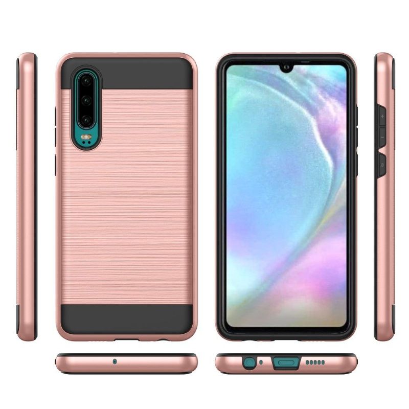 Hoesje voor Huawei P30 Geborsteld Metaaleffect - Rosé Goud