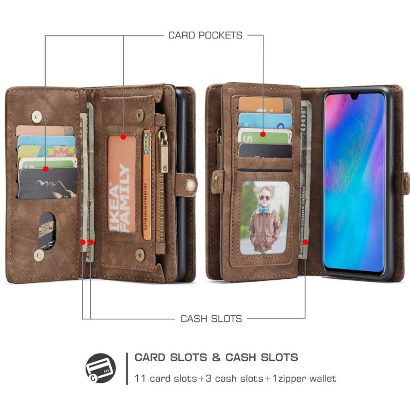 Telefoonhoesje Leren Hoesje voor Huawei P30 Bescherming En Kaarthouder Cover - Bruin
