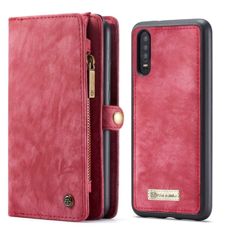Telefoonhoesje Leren Hoesje voor Huawei P30 Bescherming En Kaarthouder - Rood