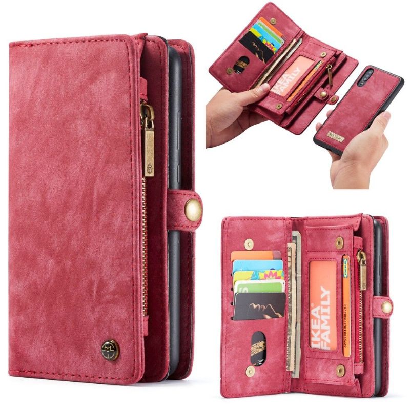 Telefoonhoesje Leren Hoesje voor Huawei P30 Bescherming En Kaarthouder - Rood