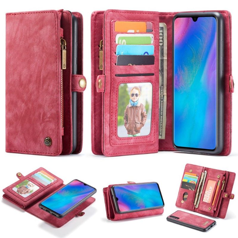 Telefoonhoesje Leren Hoesje voor Huawei P30 Bescherming En Kaarthouder - Rood