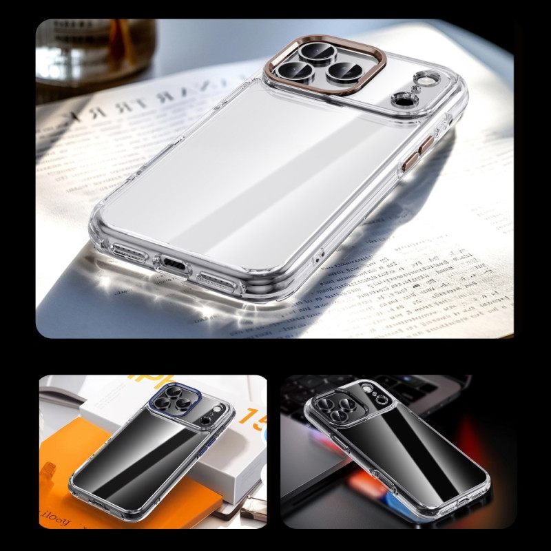 Case Hoesje iPhone 17 Pro Max Telefoonhoesje Ipaky Transparant Metalen Lensframe