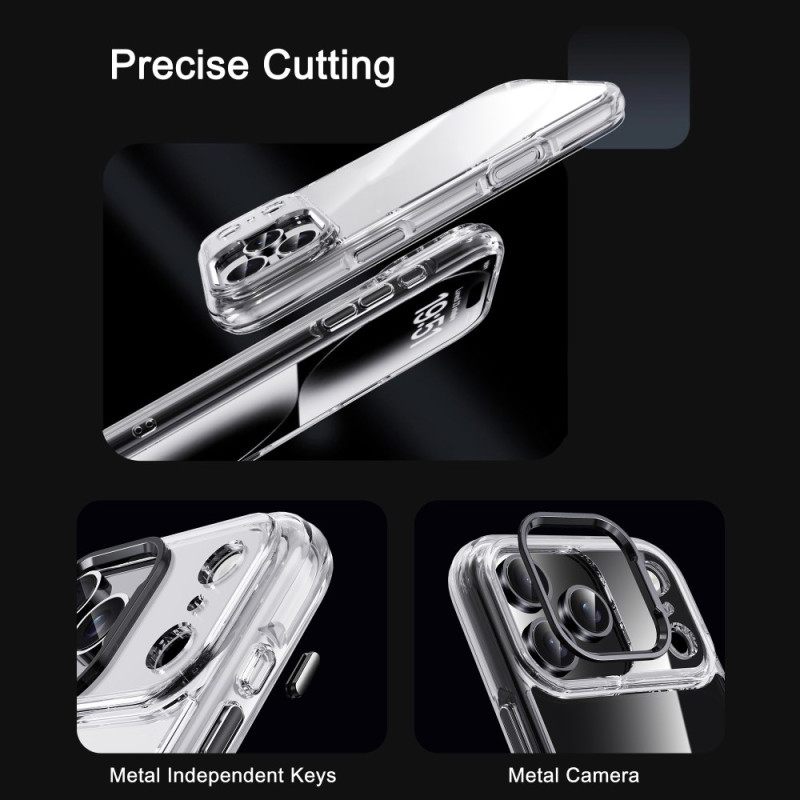 Case Hoesje iPhone 17 Pro Max Telefoonhoesje Ipaky Transparant Metalen Lensframe