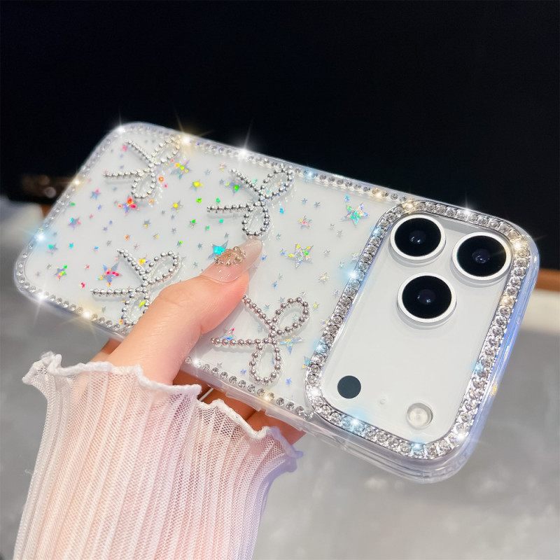 Case Hoesje iPhone 17 Pro Max Telefoonhoesje Vlinder- En Glitterdecoratie