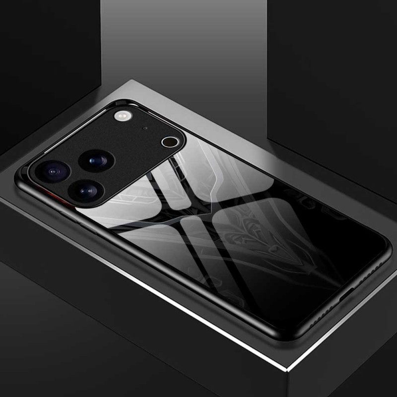 Cover Hoesje iPhone 17 Pro Max Telefoonhoesje Design Van Gehard Glas Zwart