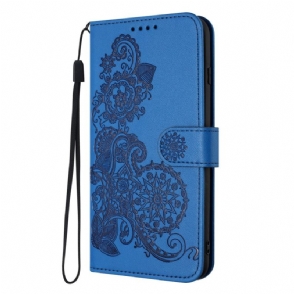 Flip Case Leren iPhone 17 Pro Max Bloemenkant