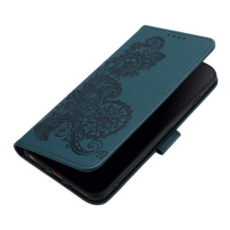 Flip Case Leren iPhone 17 Pro Max Bloemenkant