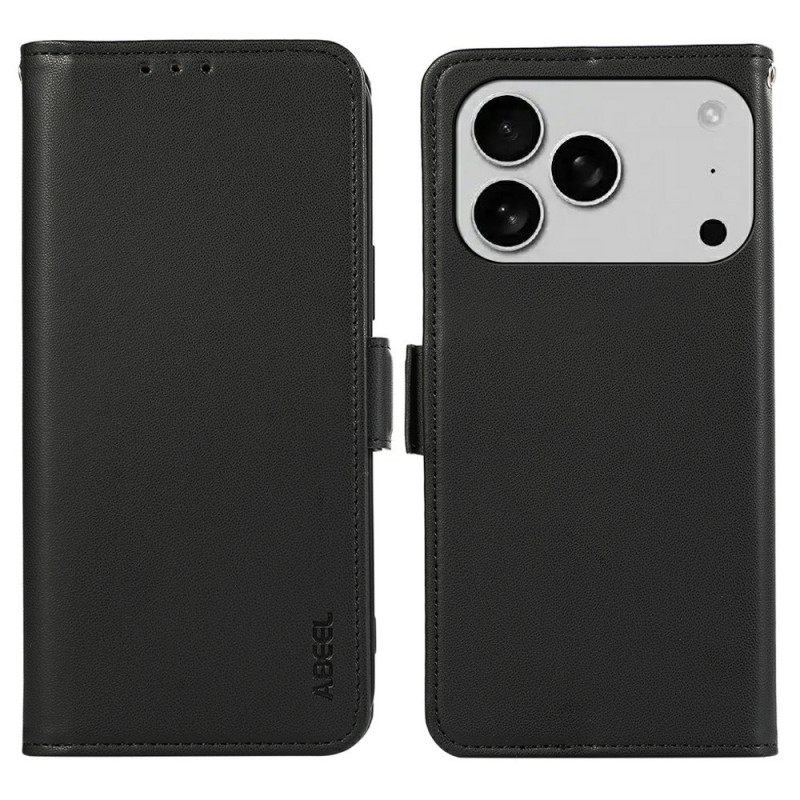 Flip Case Leren iPhone 17 Pro Max Rfid-bescherming Abeel