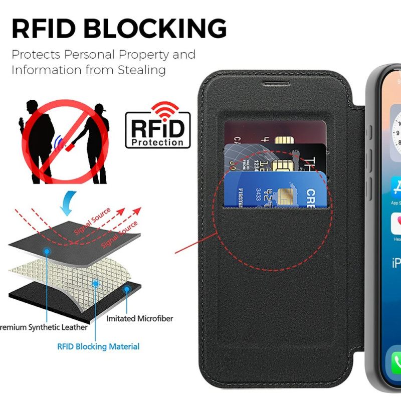 Folio-hoesje iPhone 17 Pro Max Magsafe-compatibel Met Rfid-blokkering Bescherming Hoesje
