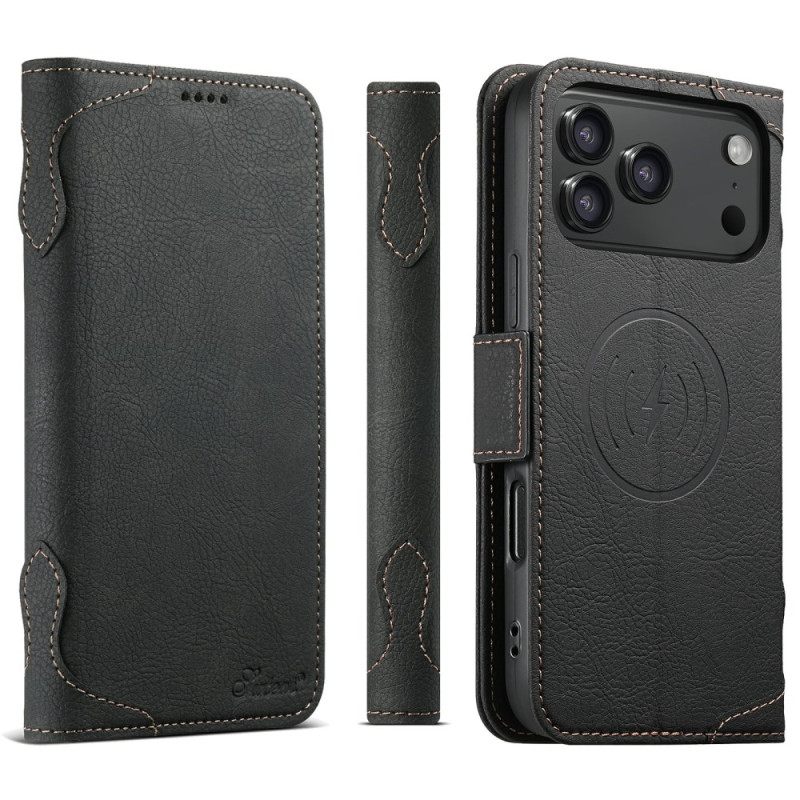 Folio-hoesje iPhone 17 Pro Max Magsafe Premium Vintage-compatibel Bescherming Hoesje