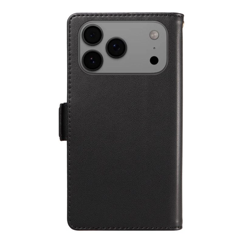 Folio-hoesje iPhone 17 Pro Max Telefoonhoesje Sleutelkoord Voor Meerdere Pasjes