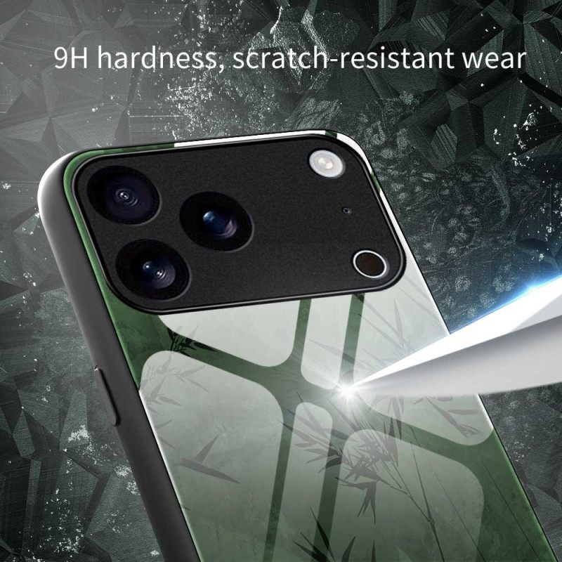 Hoesje iPhone 17 Pro Max Gehard Glas Met Bloemenprint