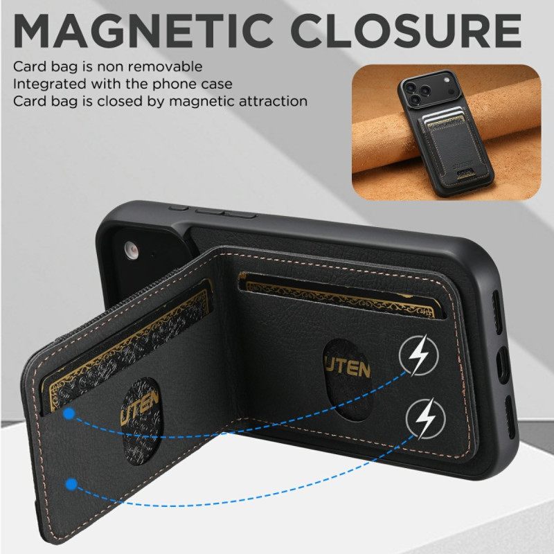 Hoesje iPhone 17 Pro Max Kaarthouder En Standaard In Retrostijl Bescherming Hoesje