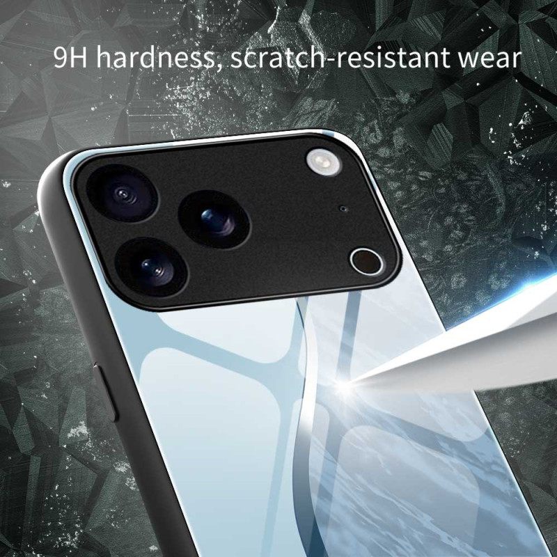 Hoesje iPhone 17 Pro Max Lichtblauw Gehard Glas Met Design