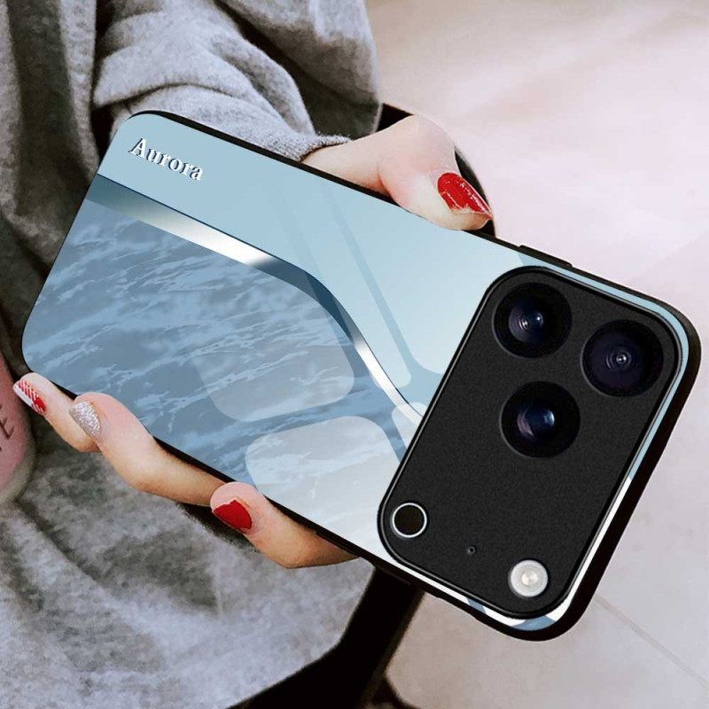 Hoesje iPhone 17 Pro Max Lichtblauw Gehard Glas Met Design