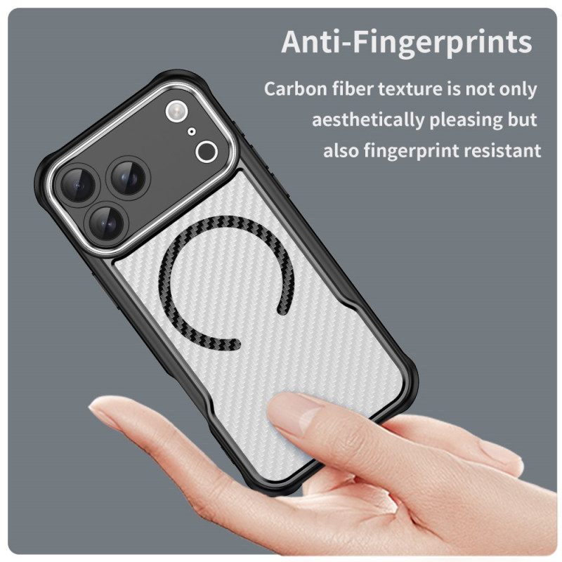 Hoesje iPhone 17 Pro Max Magsafe-compatibele Doorschijnende Koolstofvezel Bescherming Hoesje