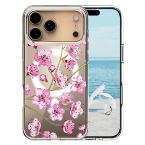Hoesje iPhone 17 Pro Max Magsafe-compatibele Roze Bloemen