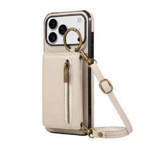 Hoesje iPhone 17 Pro Max Portemonnee En Schouderriem