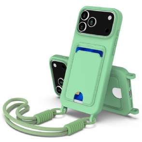 Hoesje Voor iPhone 17 Pro Max Kaarthouder Met Koord Houder