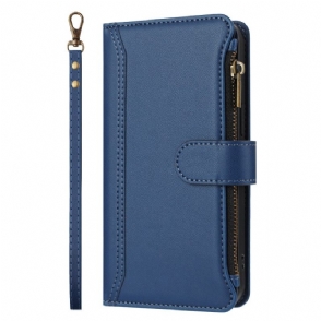 Leren Hoesje iPhone 17 Pro Max Portemonnee Voor 9 Kaarten Met Koord