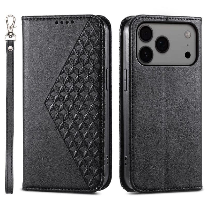 Leren Hoesje Voor iPhone 17 Pro Max Diamantdesign