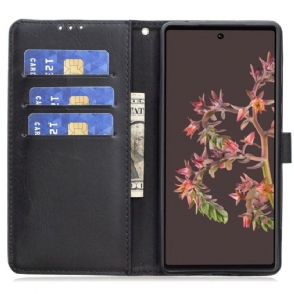 Cover voor Google Pixel 6a Folio-hoesje Retro Kunstleer Folio