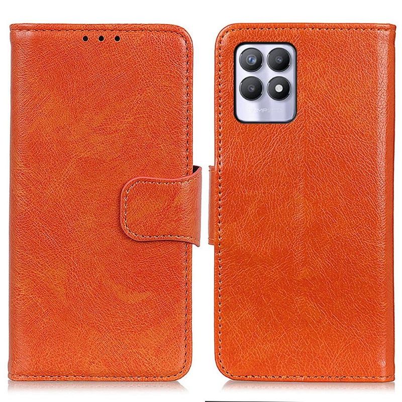 Folio-hoesje voor Realme 8i Anti-fall Verouderde Lederen Stijl
