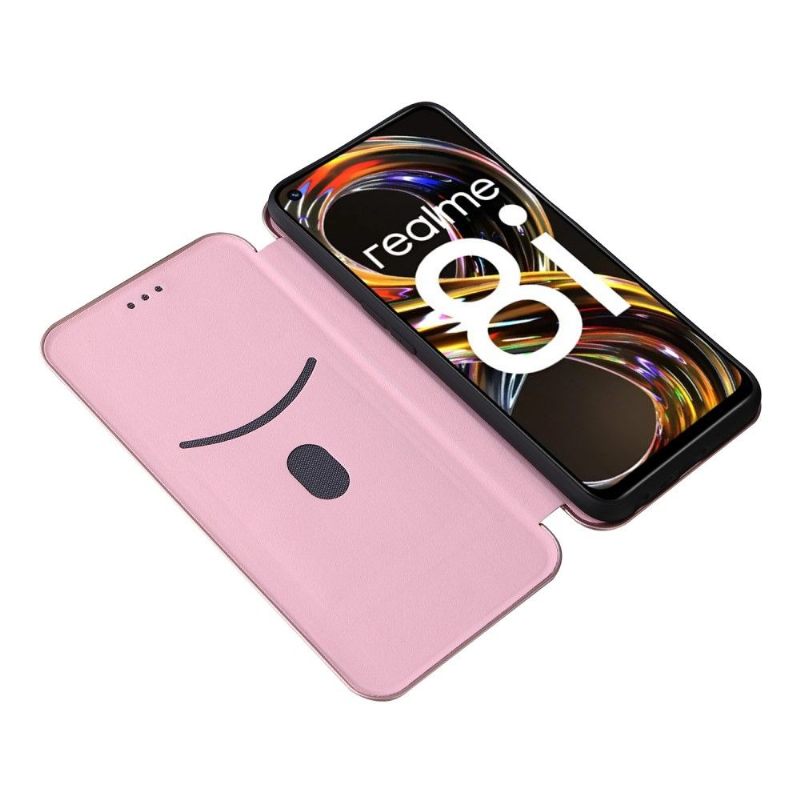 Leren Hoesje voor Realme 8i Bescherming Kunstleer Van Koolstofvezel
