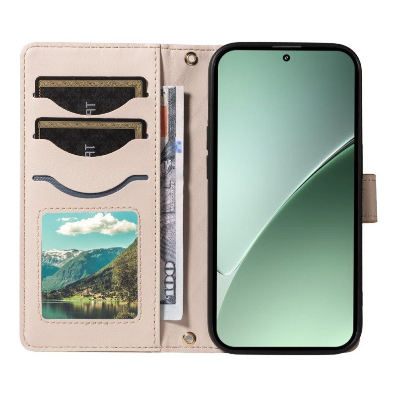 Folio-hoesje Xiaomi 15 Pro Gewatteerd Met Bandje En Schouderband