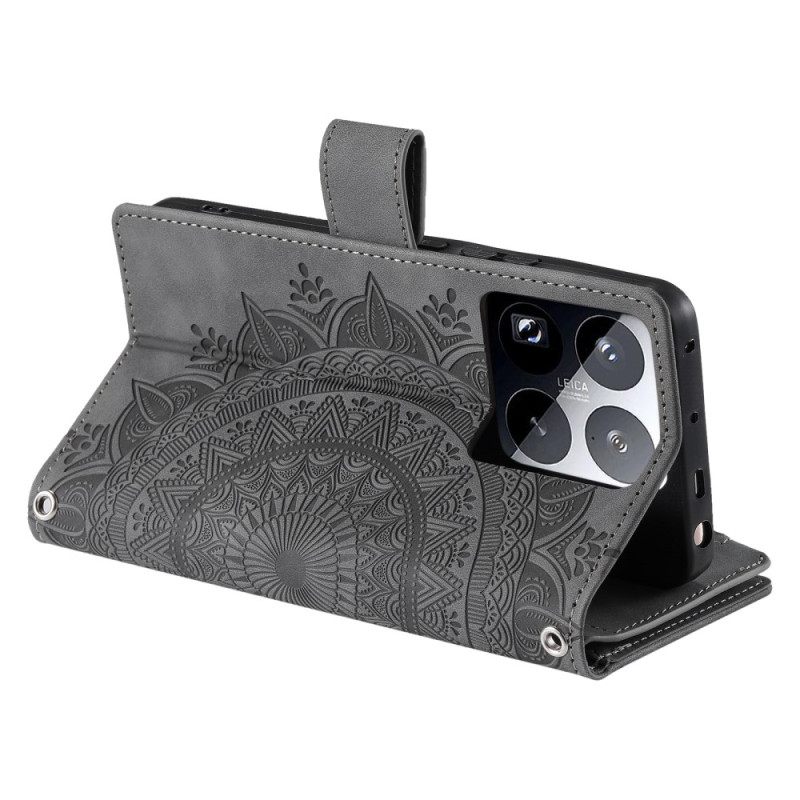 Folio-hoesje Xiaomi 15 Pro Telefoonhoesje Portemonnee Met Mandala-suède-effect