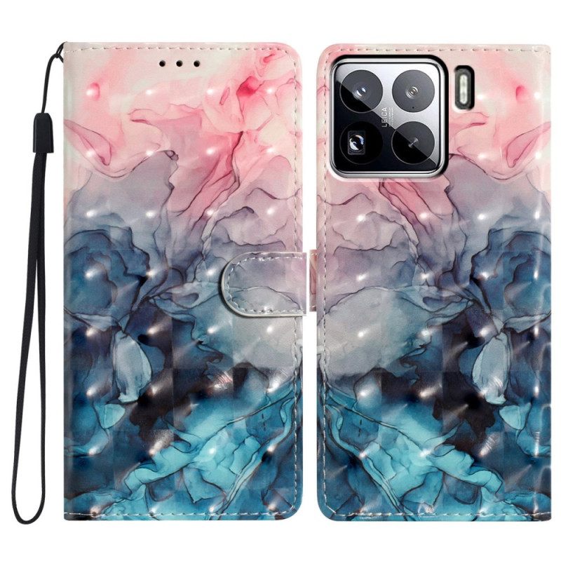 Folio-hoesje Xiaomi 15 Pro Telefoonhoesje Roze En Blauw Marmer 3d