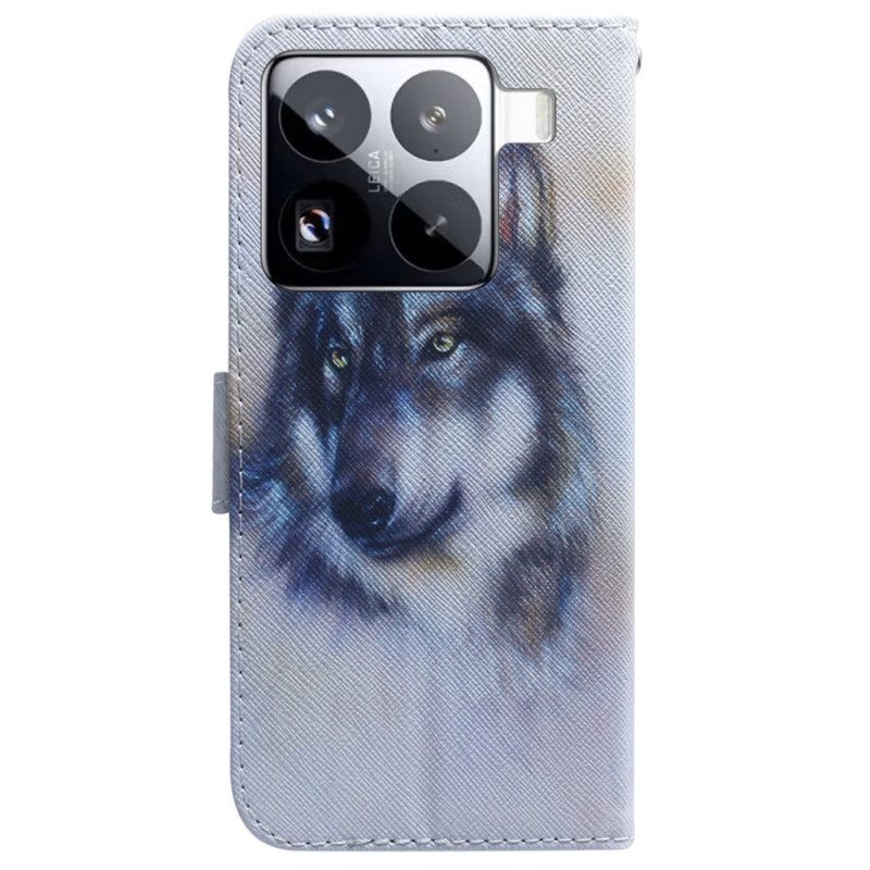 Folio-hoesje Xiaomi 15 Pro Telefoonhoesje Waterverfwolf