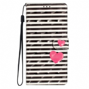 Leren Hoesje Voor Xiaomi 15 Pro 3d Strepen En Harten
