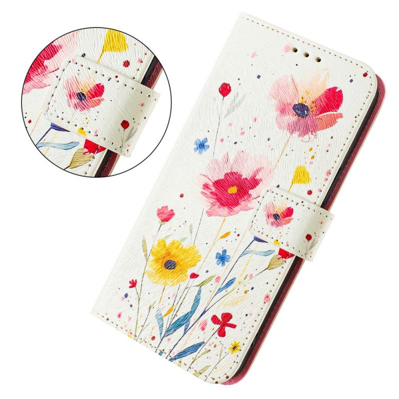 Leren Hoesje Voor Xiaomi 15 Pro Bloemenpatroon