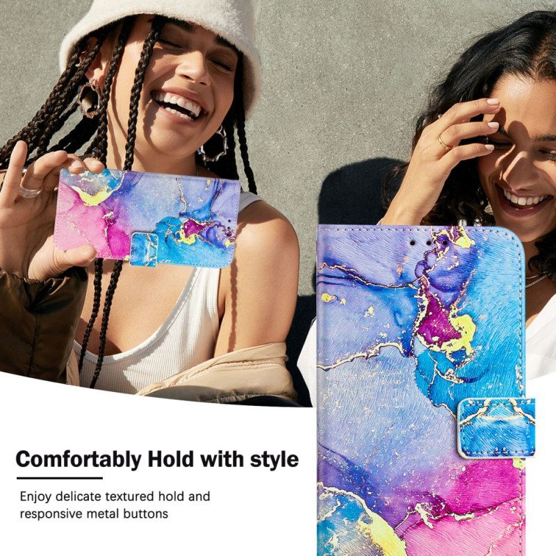 Leren Hoesje Voor Xiaomi 15 Pro Kleurrijk Marmer