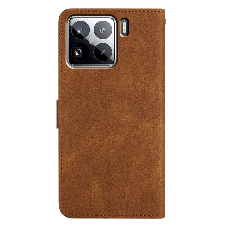 Leren Hoesje Voor Xiaomi 15 Pro Lijnen En Strepen Met Bandje